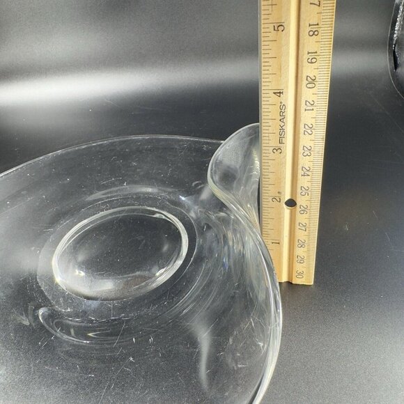 Mid Century Clear Glass Dish Plate Folded Edge Manganese 365nm Green UV Glow VTG - Picture 5 of 11